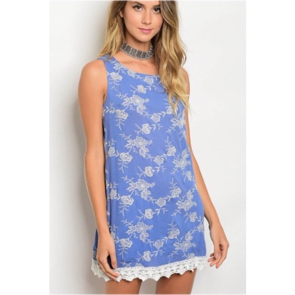 littlegypsie Dresses & Skirts - Embroidered Floral Shift Mini Dress